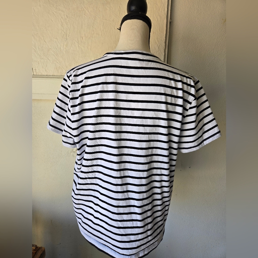 Madewell Black and White Striped T-Shirt Sz  L. Lnwot. - Picture 2 of 5